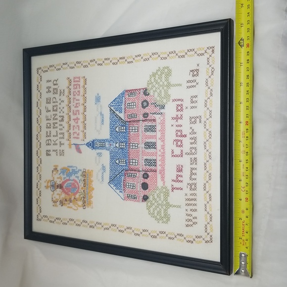 Vintage Cross-Stitch Sampler Glass Framed - Picture 5 of 13